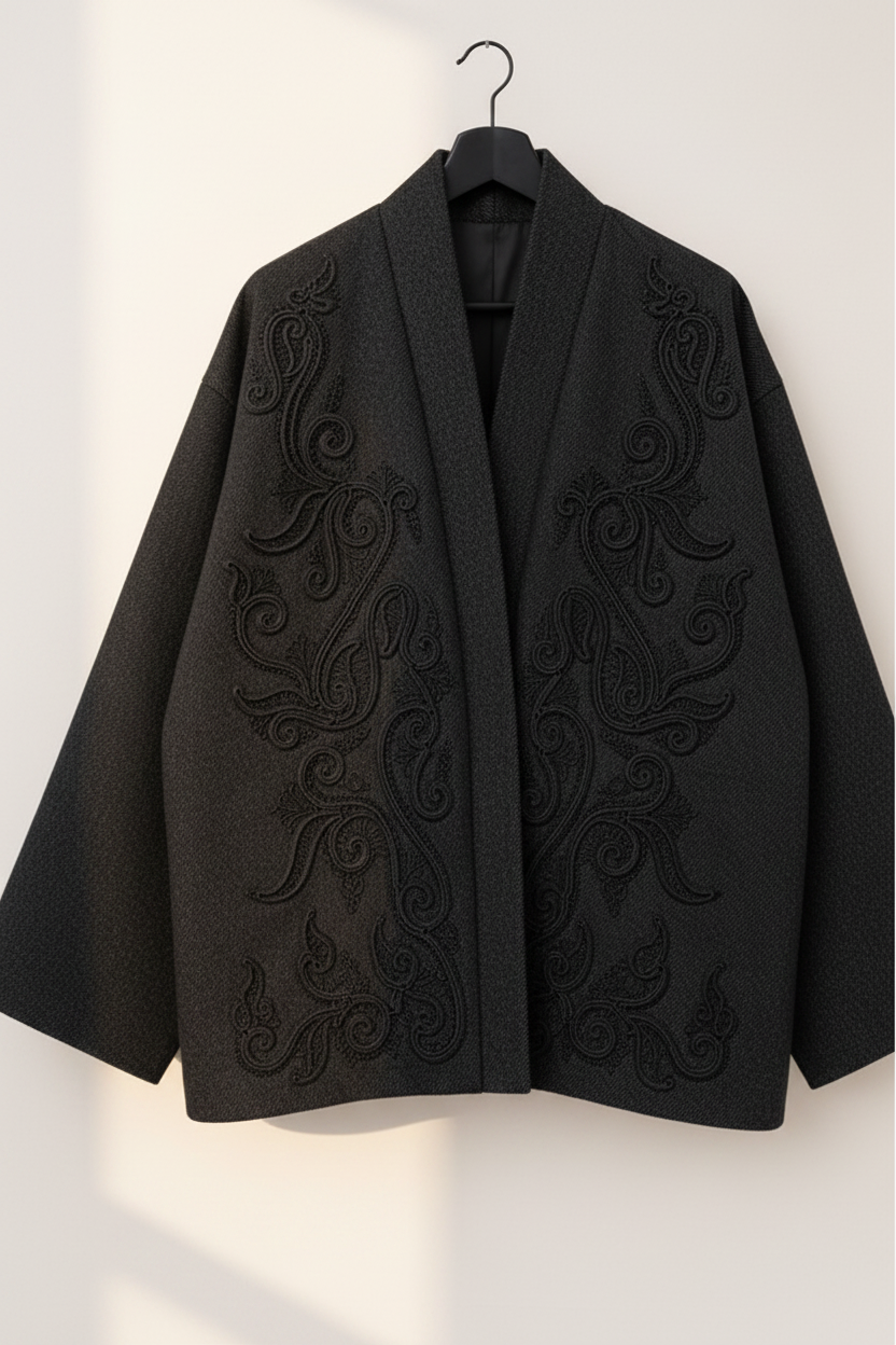 Veste Xari Noir — détail broderies