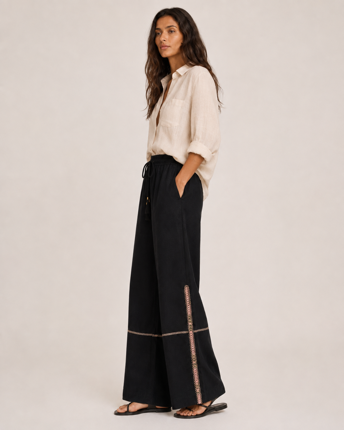 Pantalon Shima brodé main