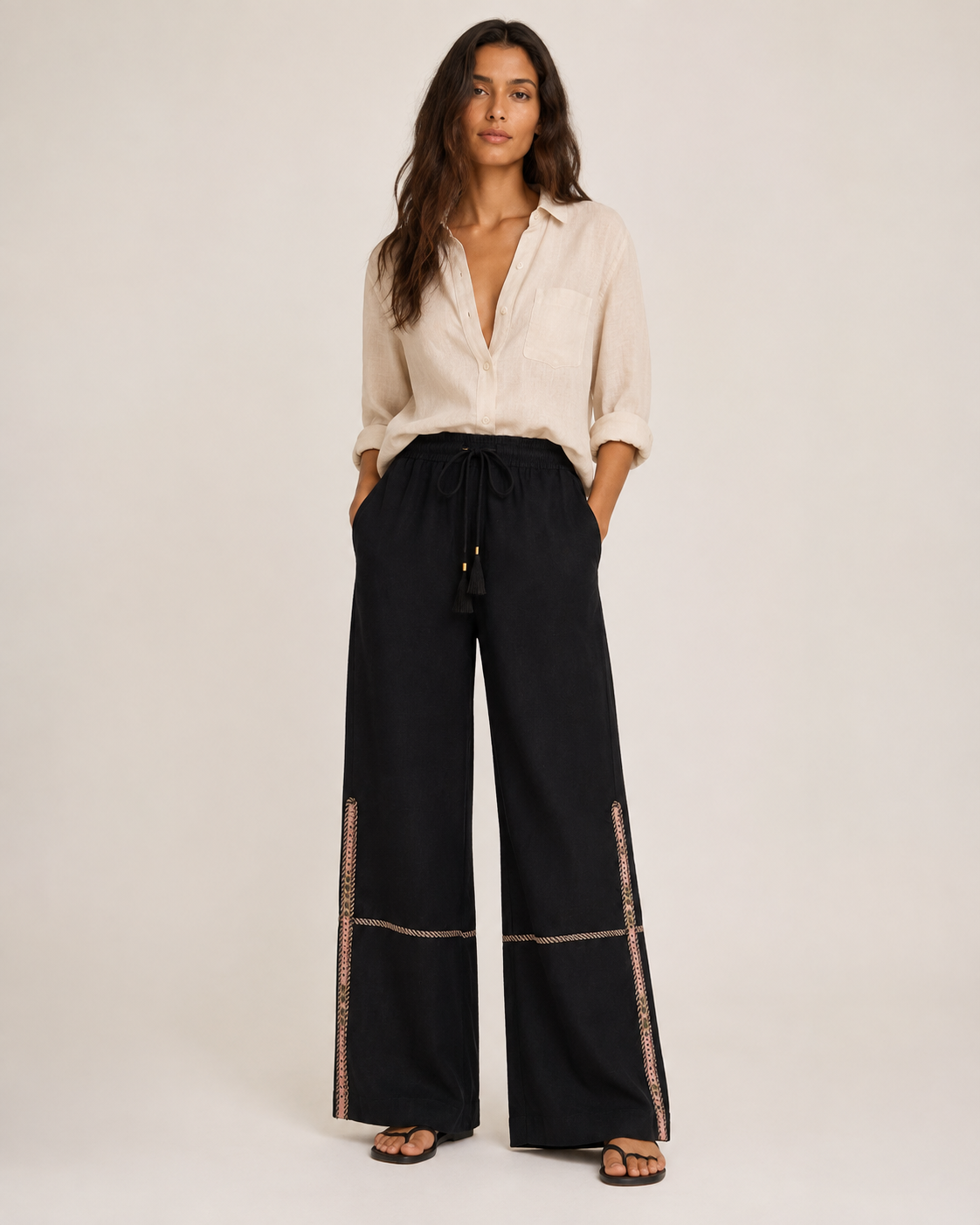 Pantalon Shima brodé main