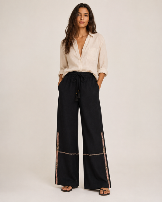 Pantalon Shima brodé main