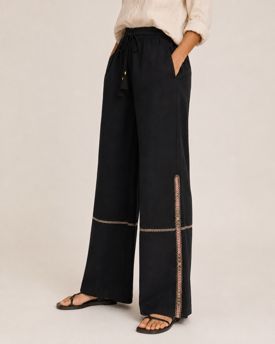Pantalon Shima brodé main